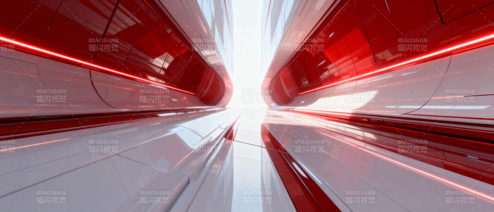 红色隧道光速前行图片
