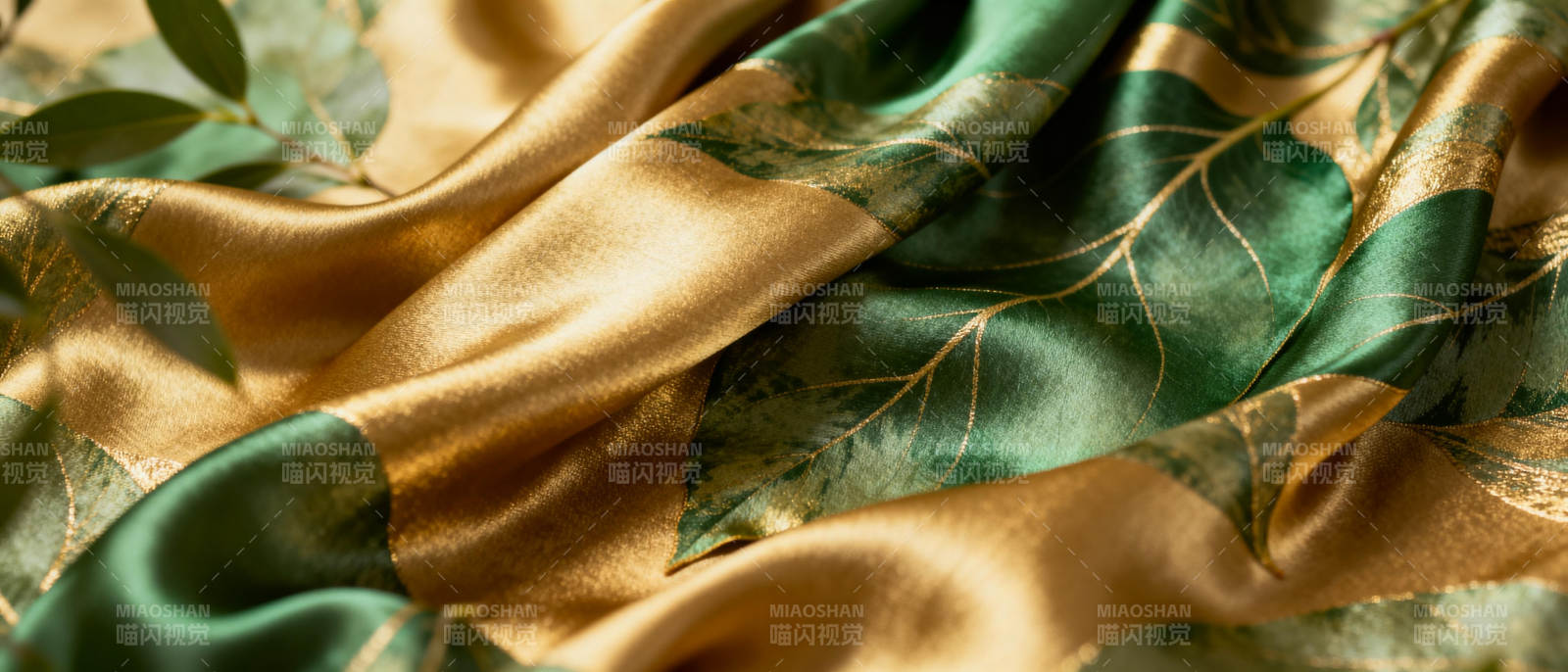 金绿丝缎叶纹图片