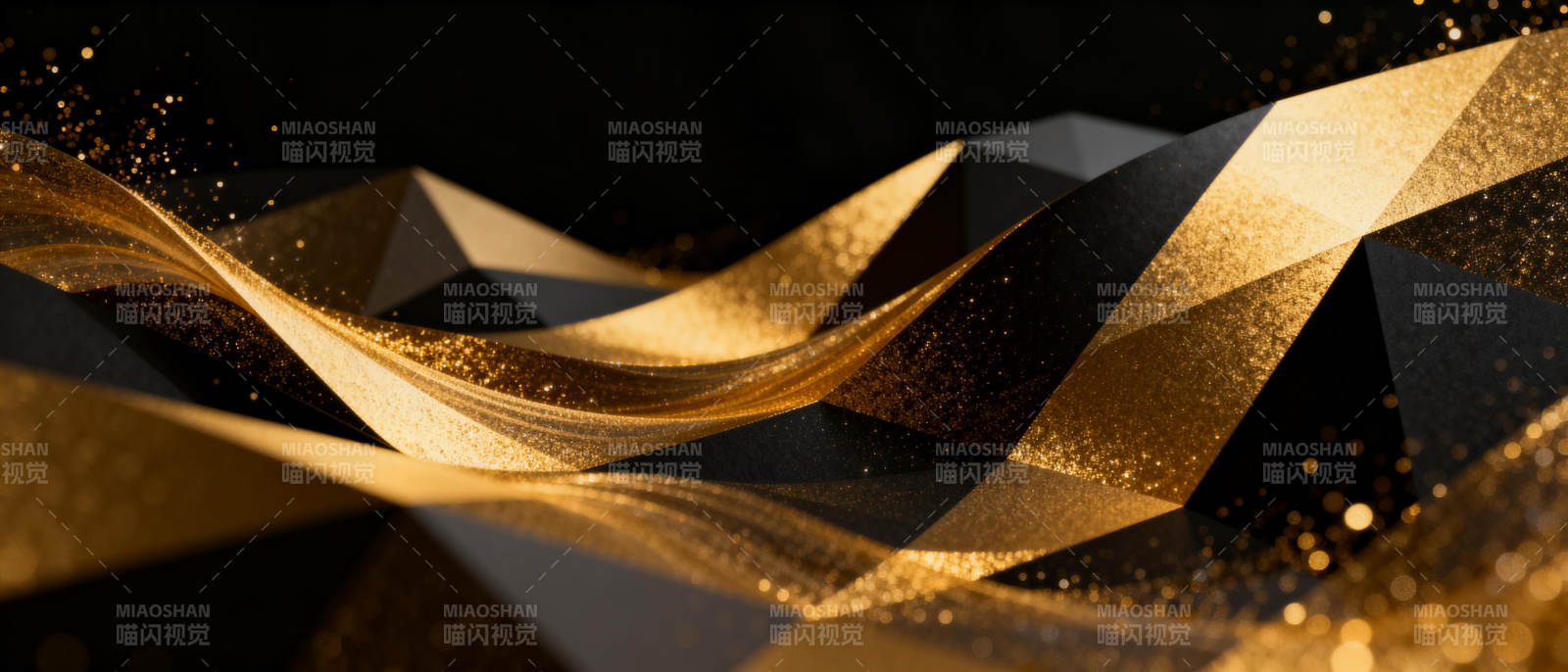 金色波浪几何艺术图片