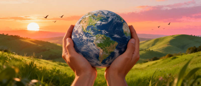 双手托起地球图片