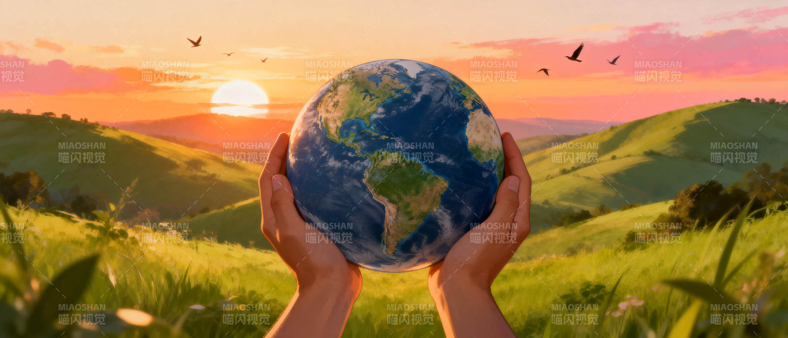 双手托起地球图片