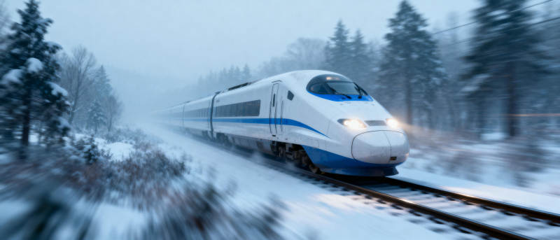 雪中疾驰的高铁图片