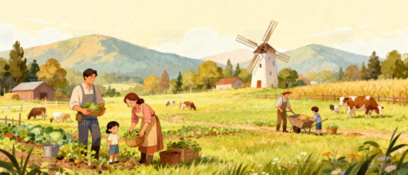 田园耕作图图片