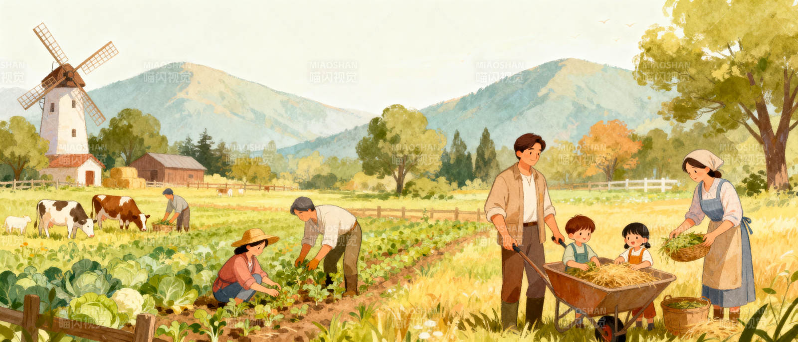 田园耕作图图片