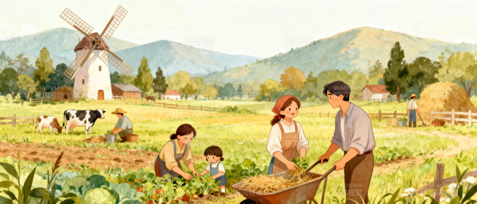 田园耕作图图片