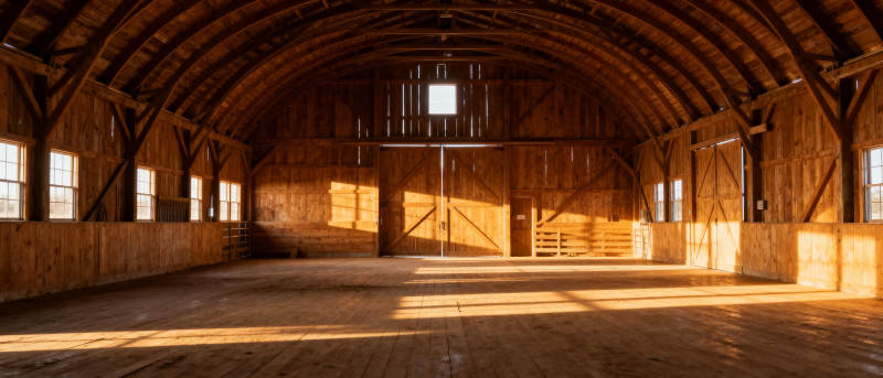 阳光洒满的木屋图片