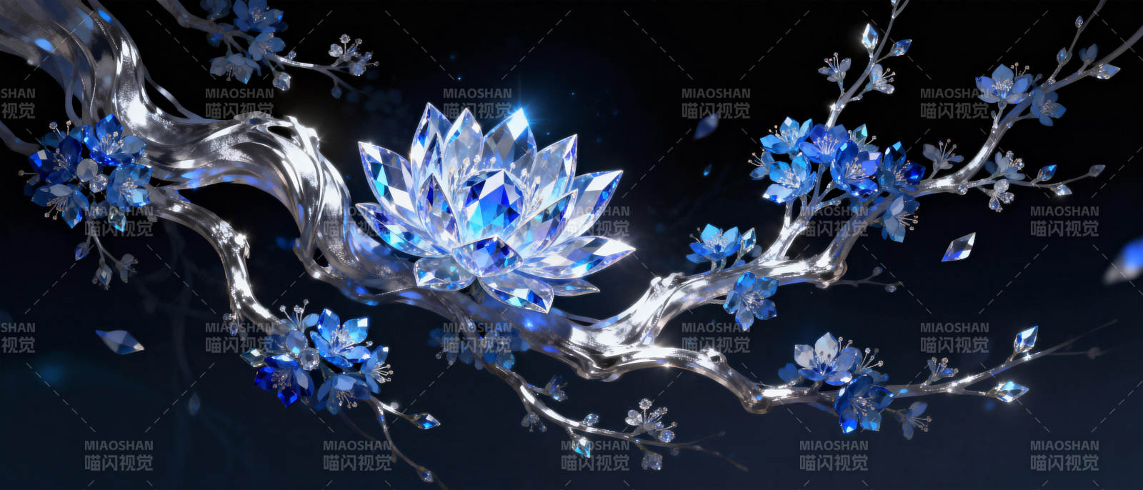 冰晶莲花绽放图片