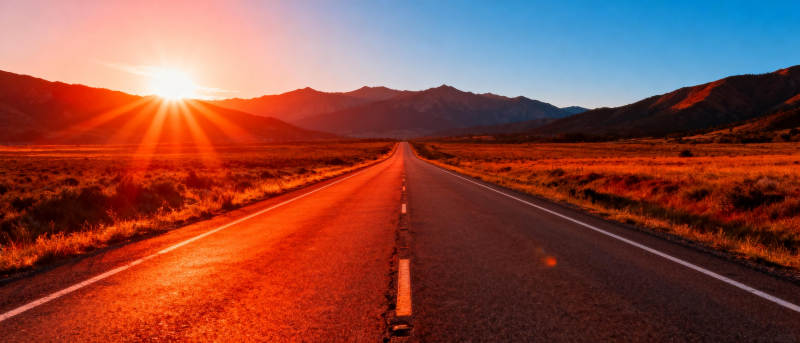 夕阳下的公路图片