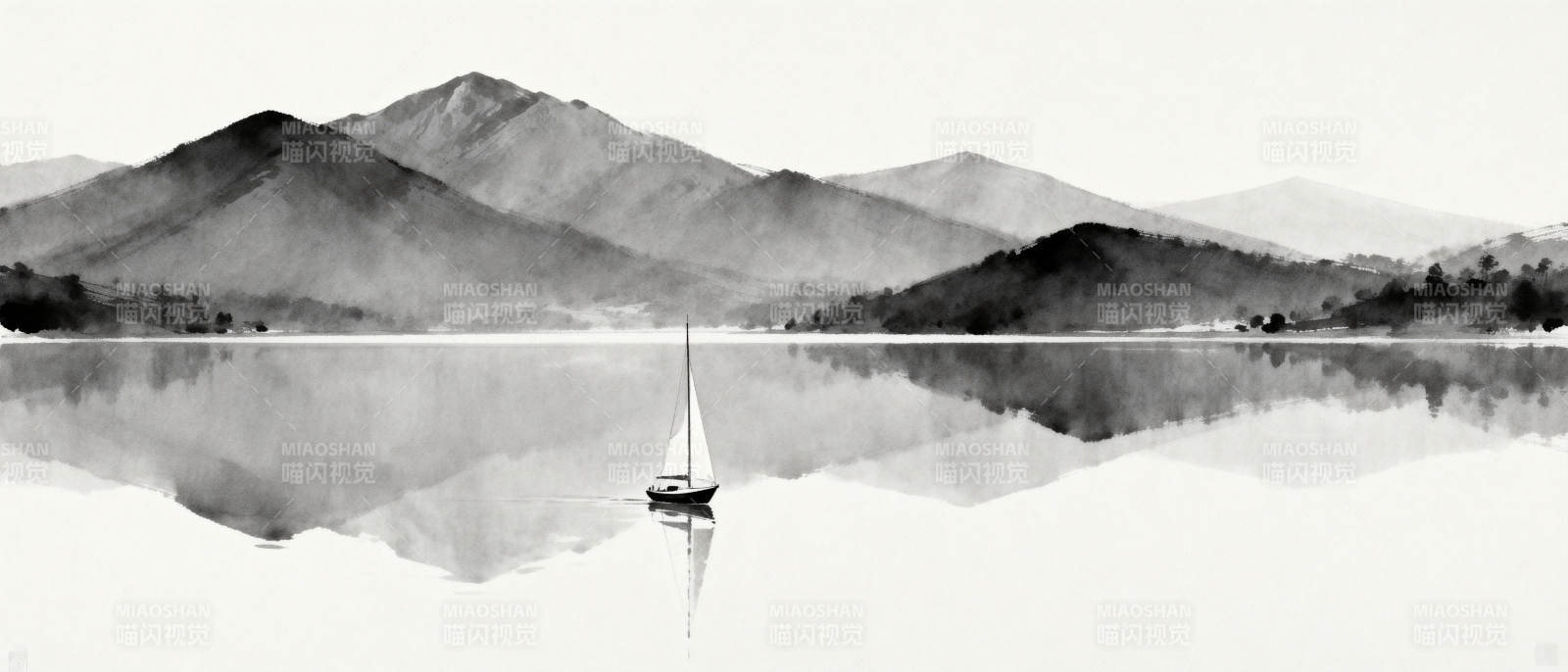 山水帆影图片