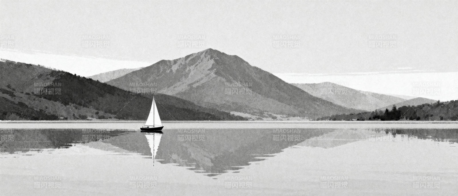 湖光山色帆影图片