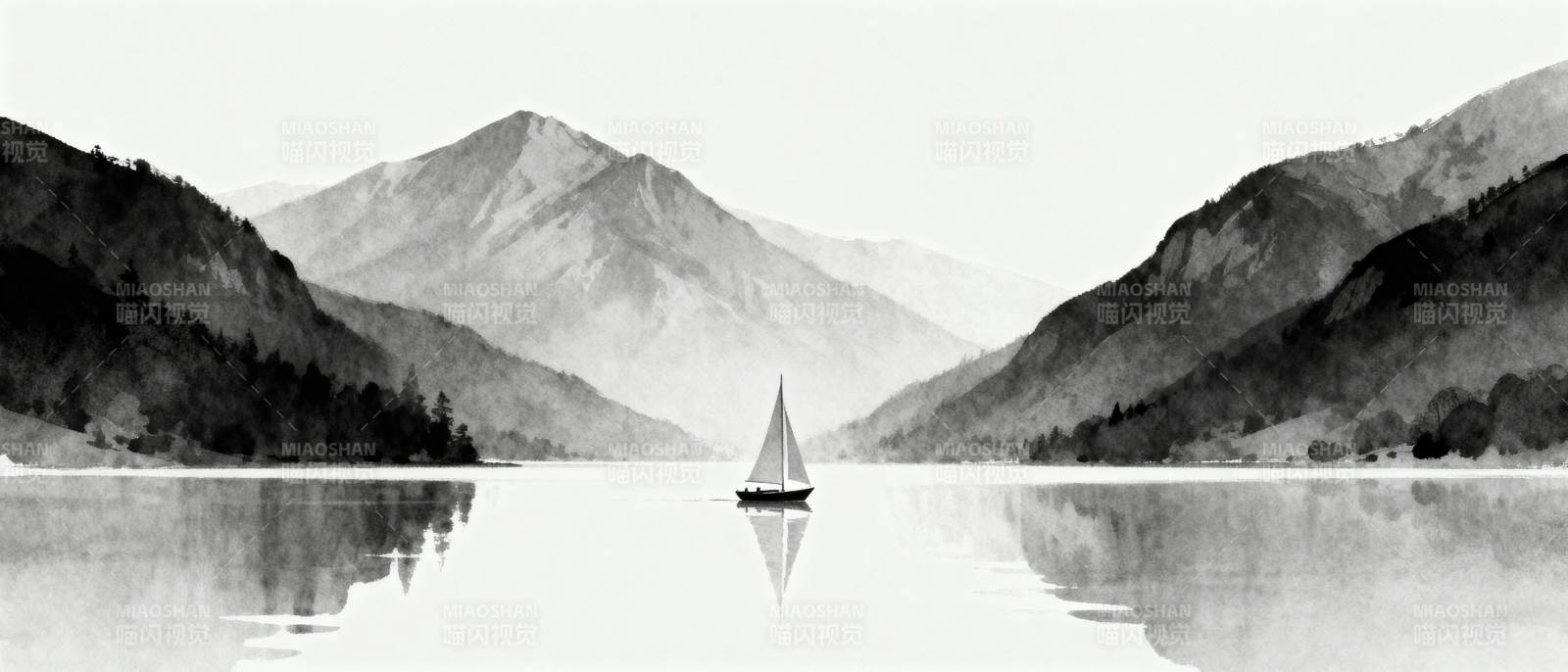 山水之间 一帆独行图片