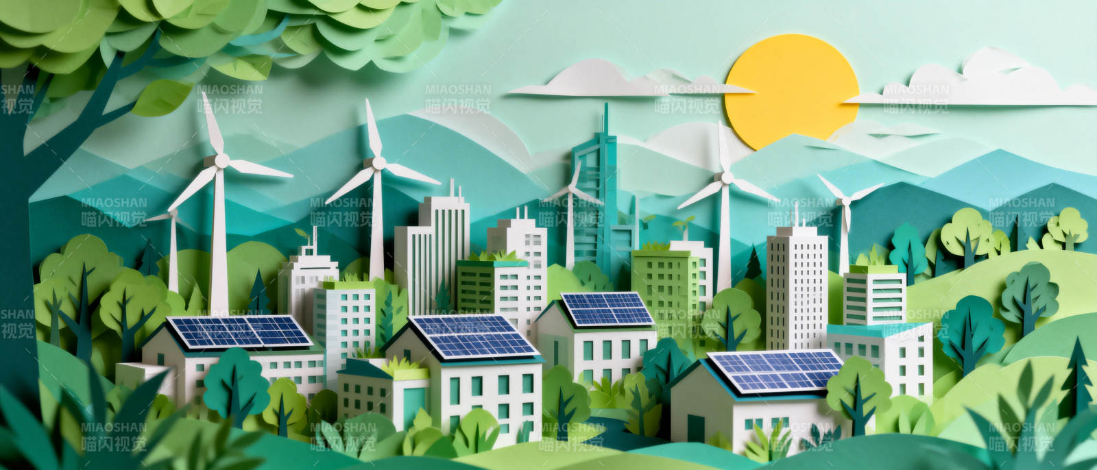 绿色城市 风能未来图片