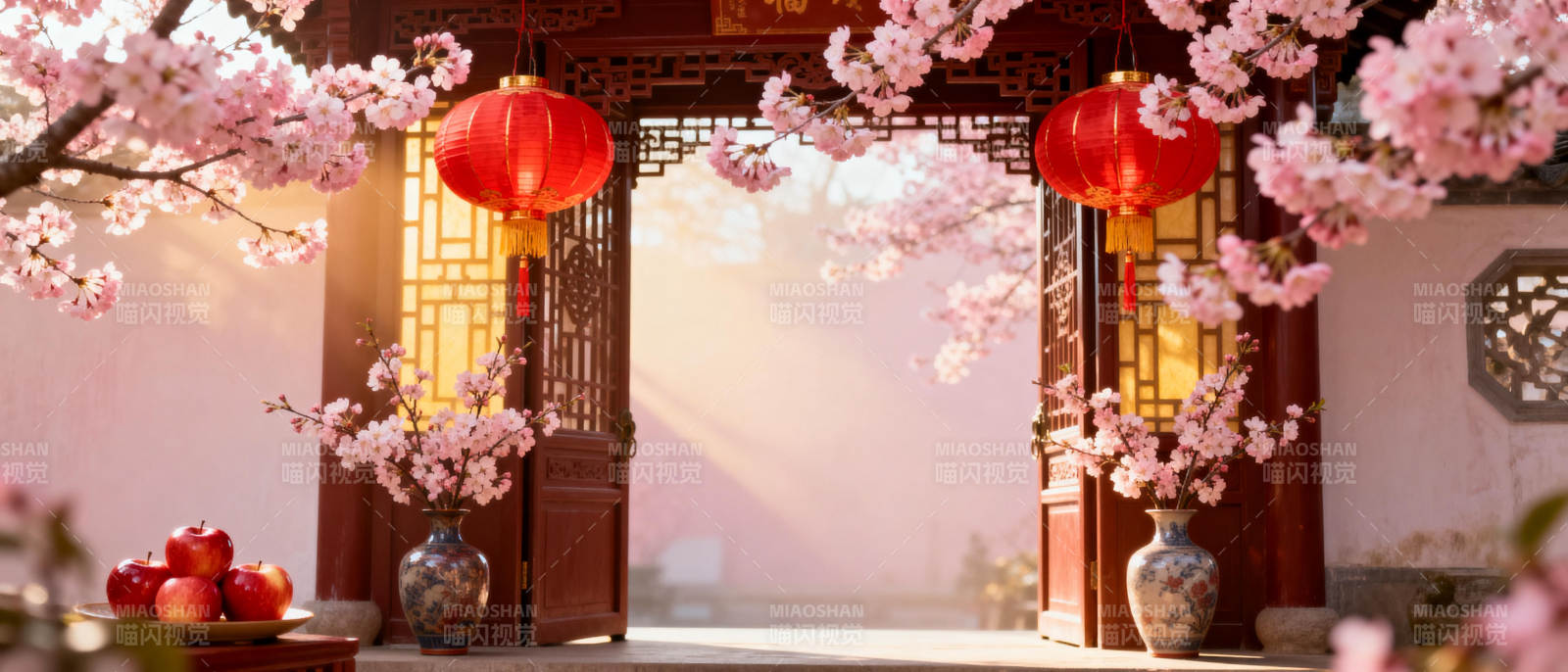 春日庭院赏樱景图片