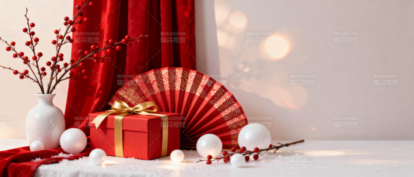 圣诞红礼盒装饰图片