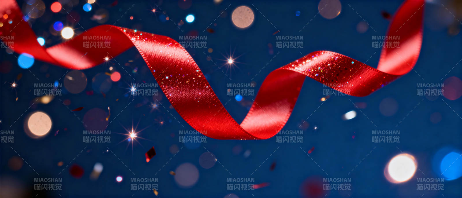 红丝带飘舞夜空图片