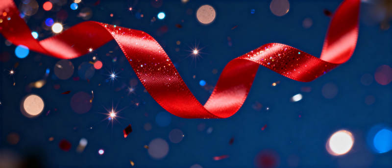 红丝带飘舞夜空图片