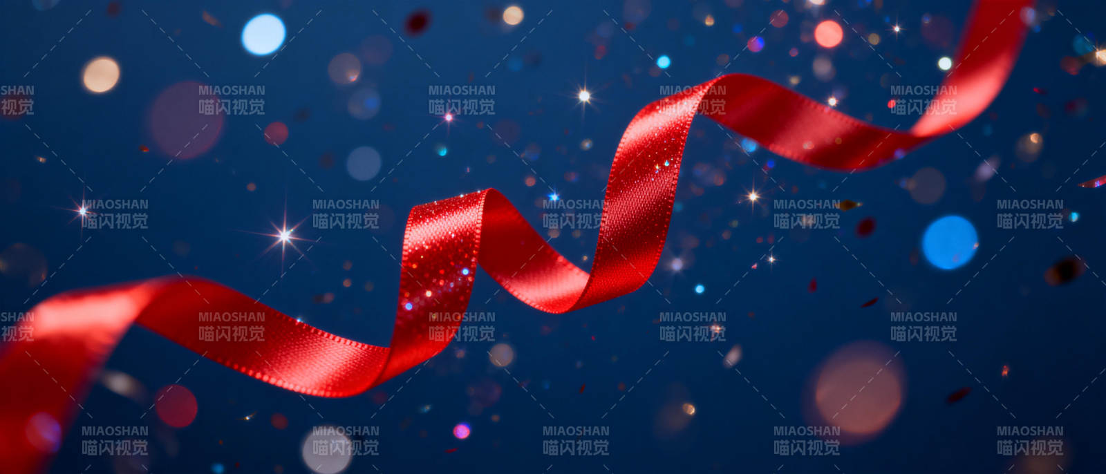 红丝带舞动夜空图片