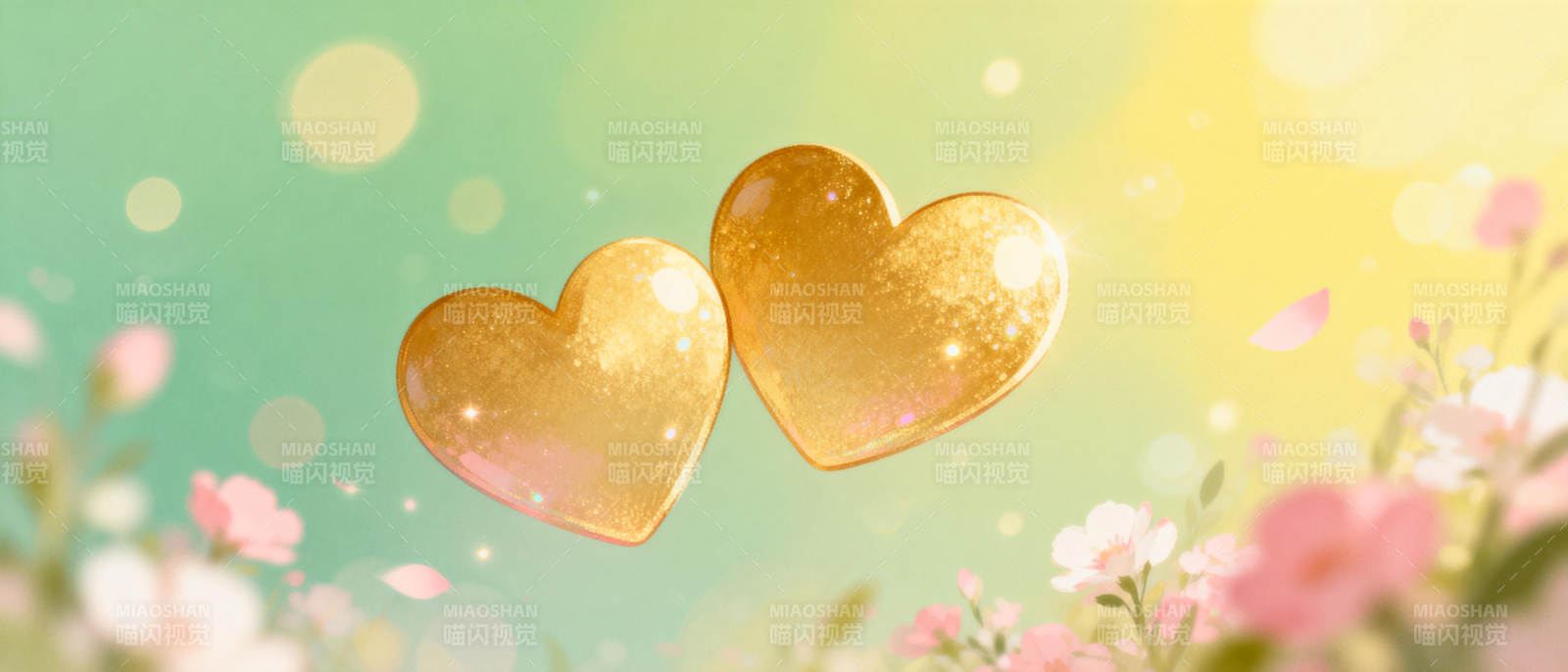 金色心形花海图片
