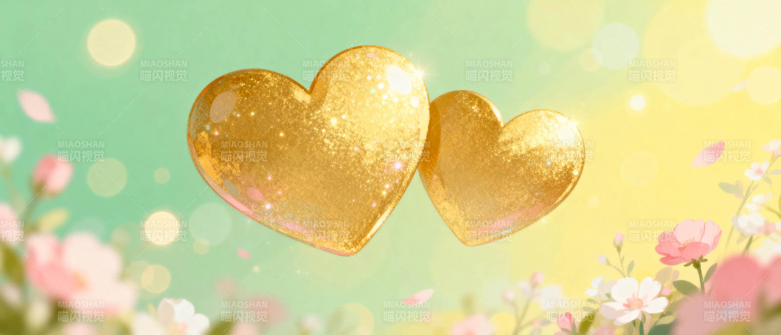 金色爱心花海图片