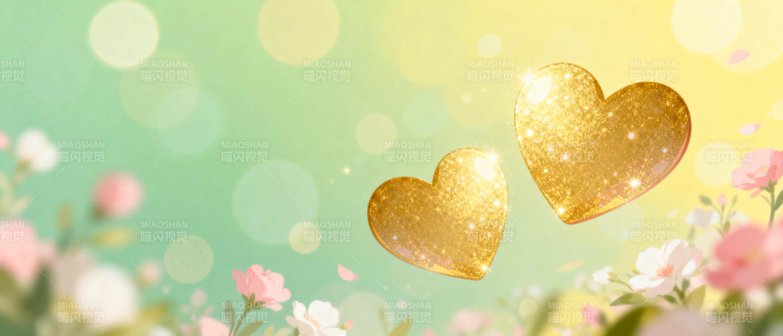 金色爱心花海图片
