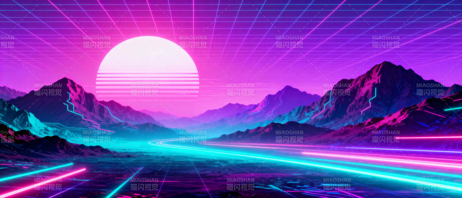 霓虹山河夜景图片