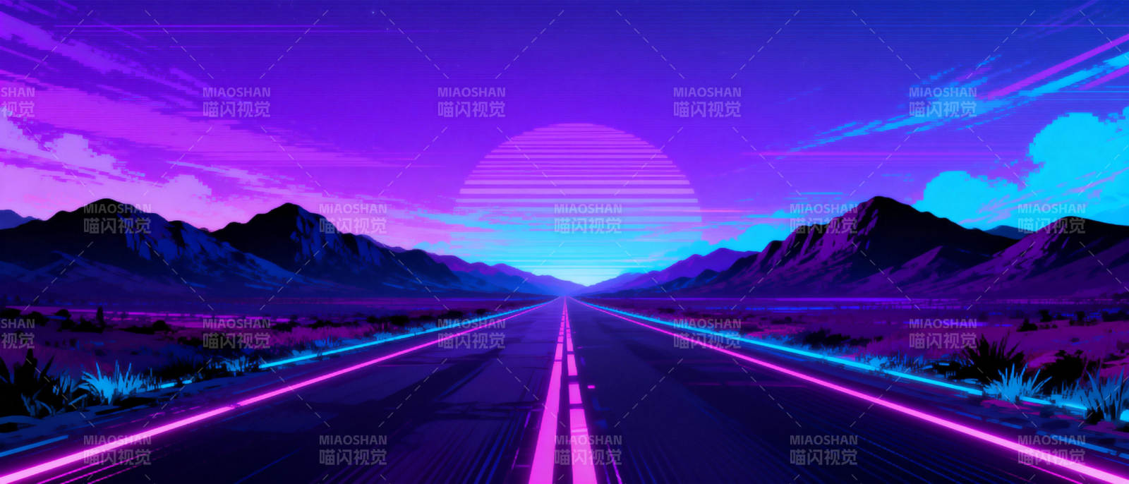 霓虹公路夜景图片