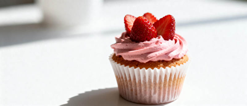 草莓奶油纸杯蛋糕图片