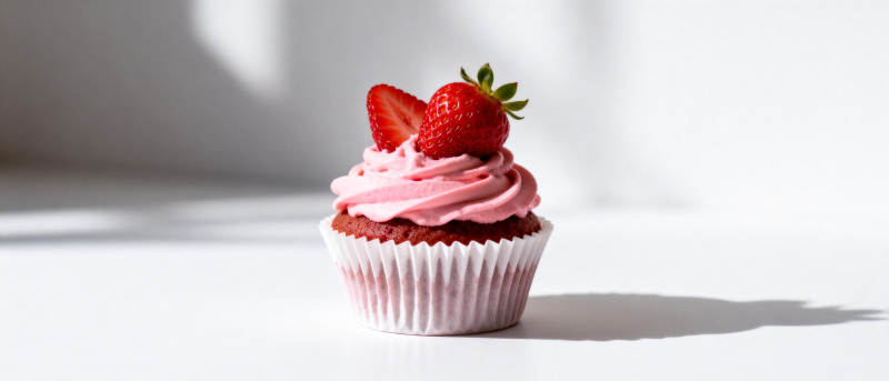 草莓奶油纸杯蛋糕图片