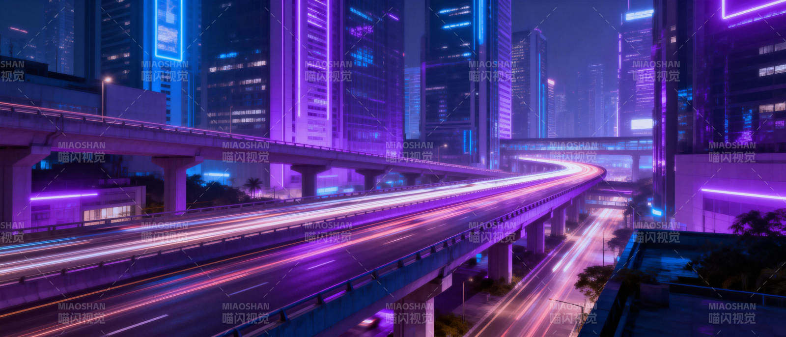 霓虹都市夜景图片