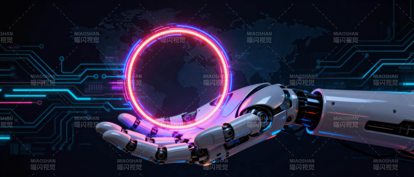 机械手握未来光圈图片