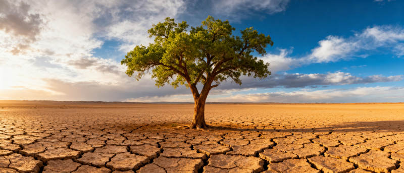 孤树屹立干裂大地图片