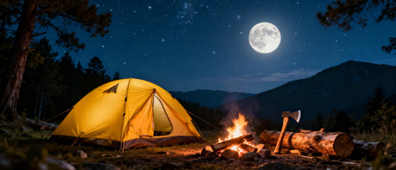 月夜露营 篝火相伴图片