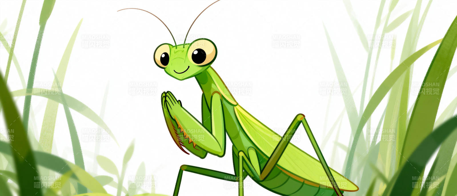螳螂在草丛中图片