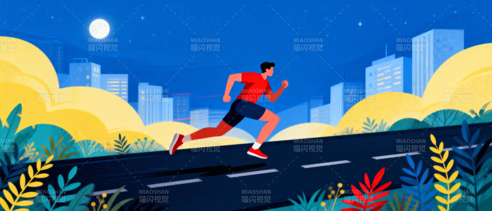 夜跑城市风光图片