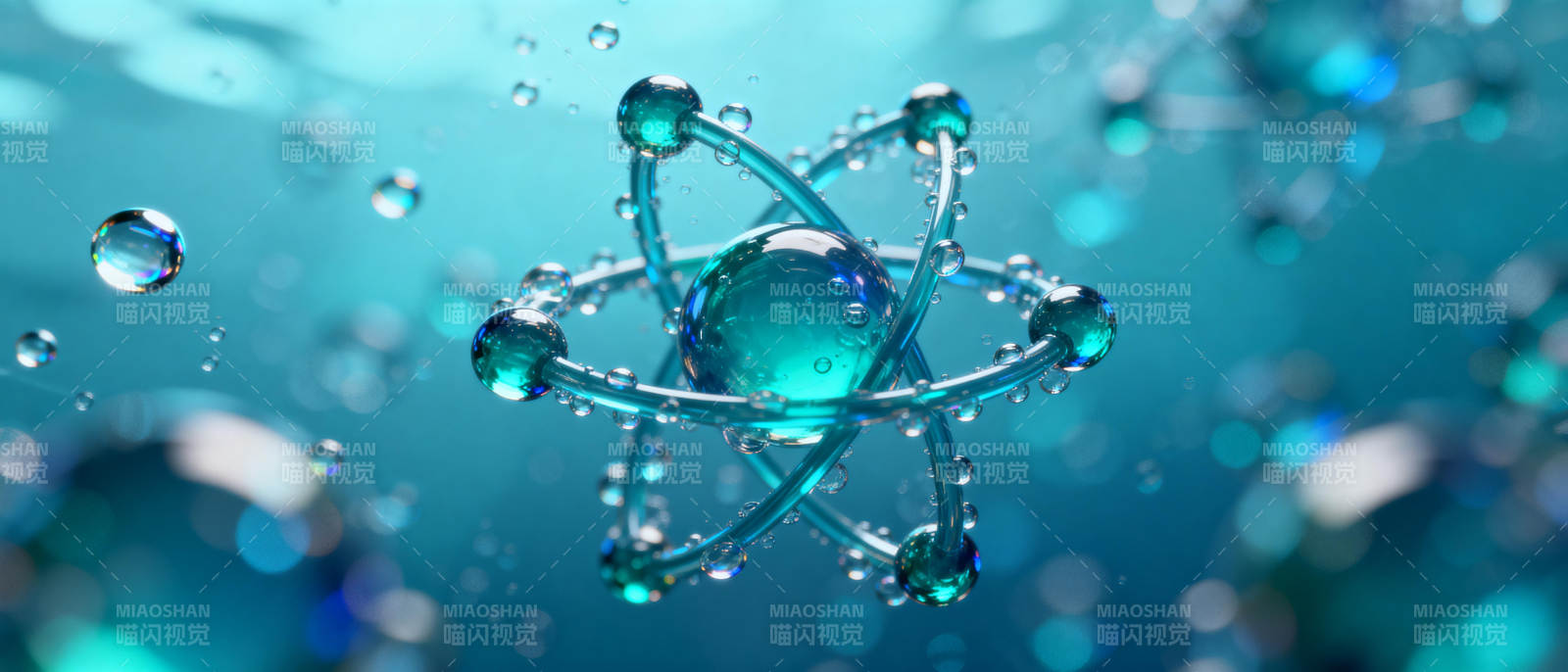 水滴中的原子结构图片
