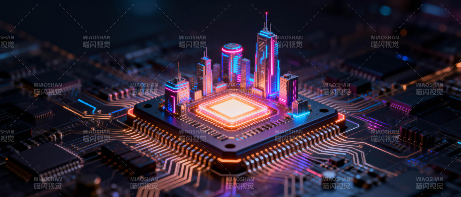 芯片城市夜景图片