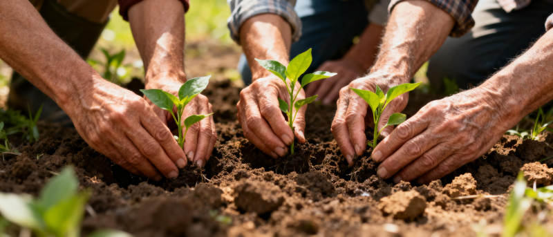 双手种下新绿图片