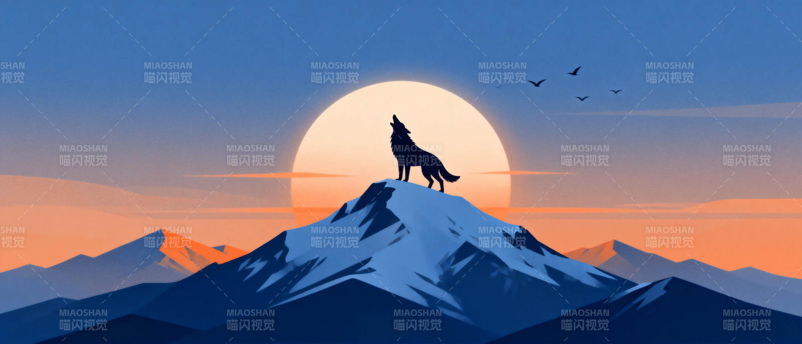 狼啸雪山月夜图片