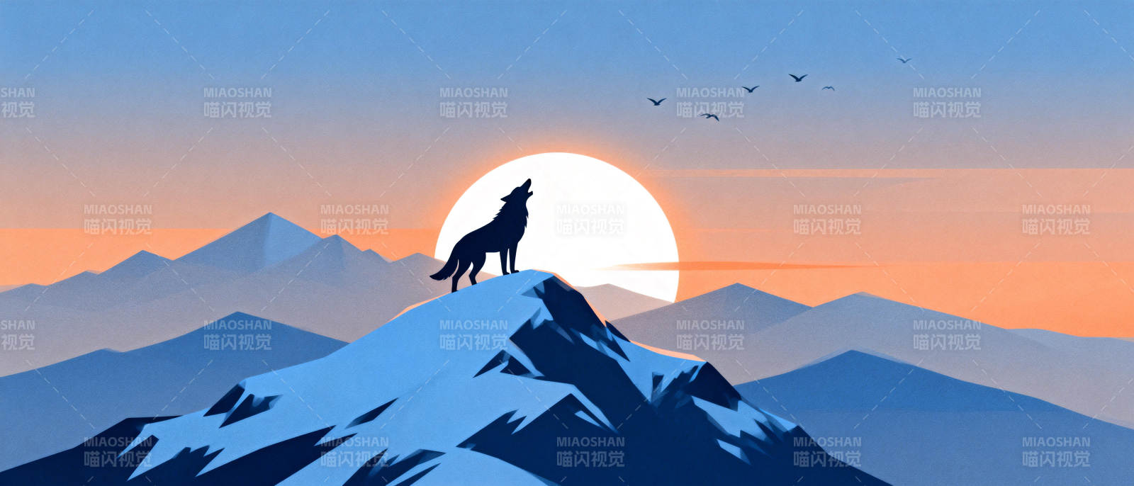 孤狼望月山巅图片