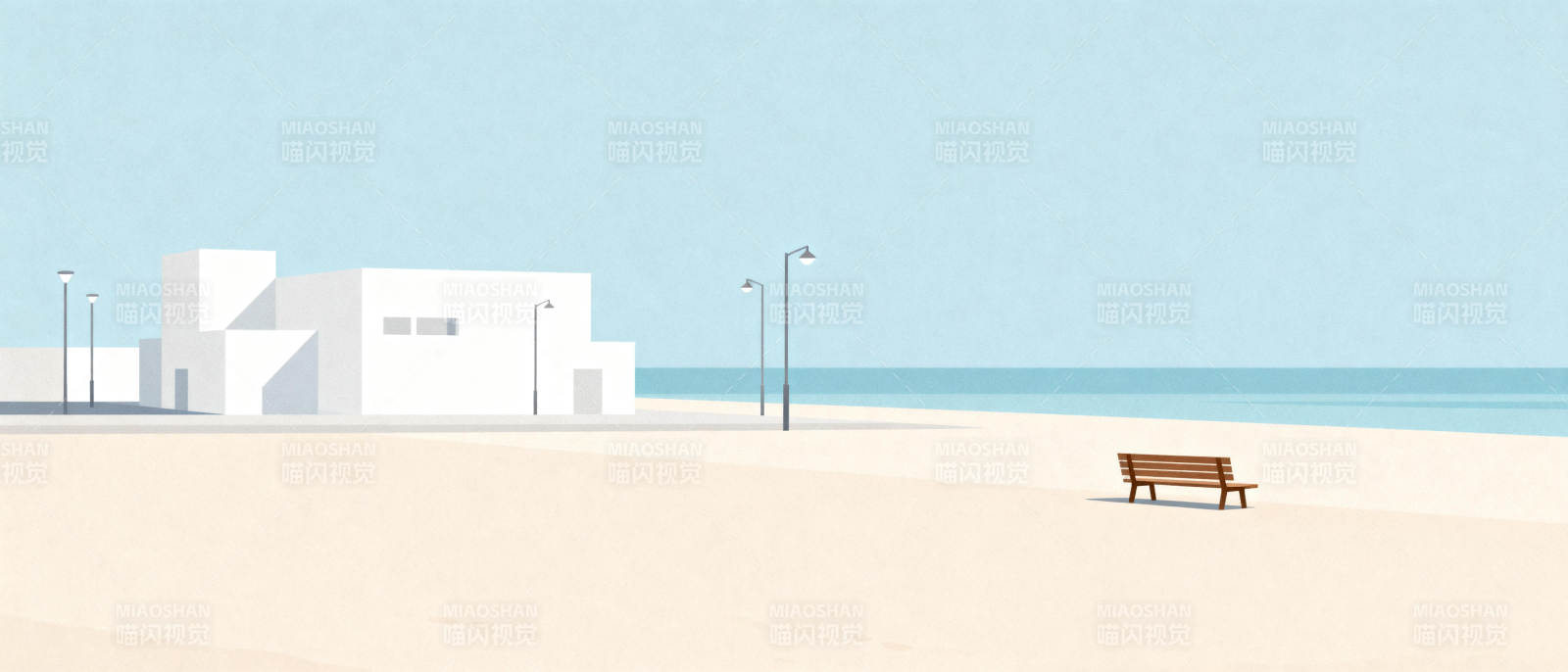 海边静谧的长椅图片