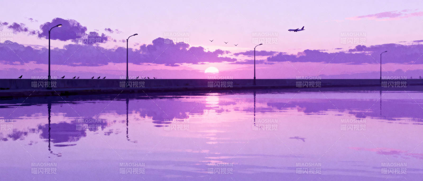 紫霞映水天图片