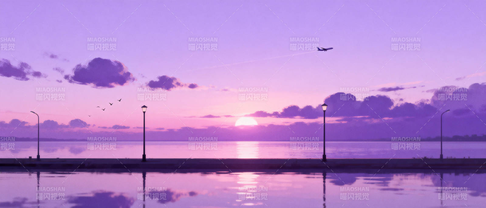 紫霞映水天图片