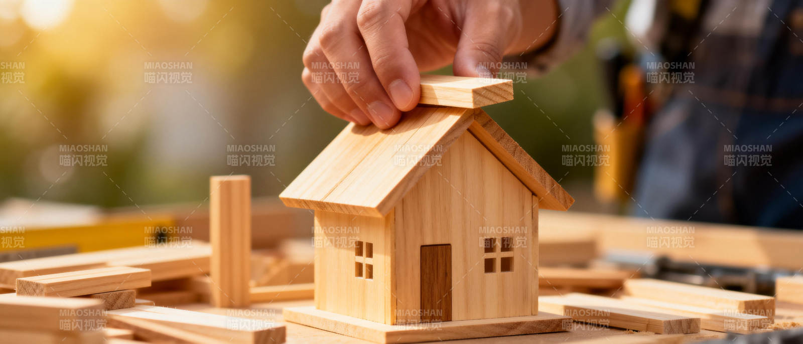 手工搭建木屋模型图片