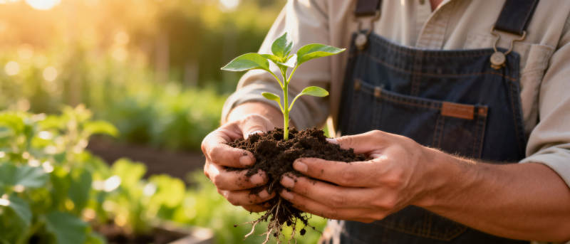 手捧幼苗 心系田园图片