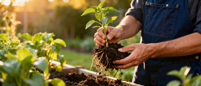 园丁栽种幼苗图片