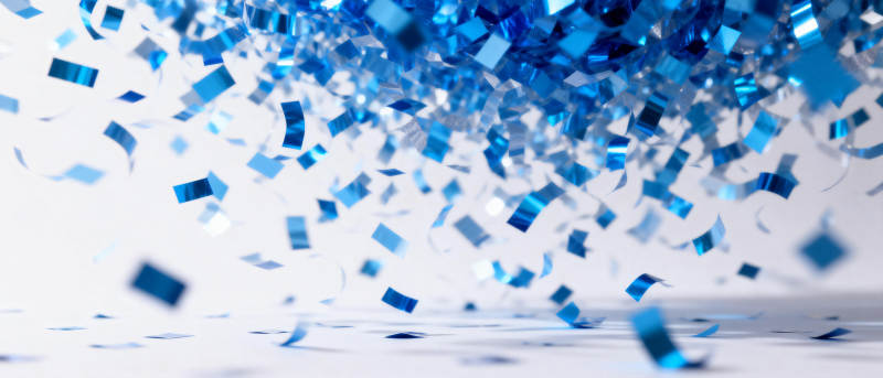 蓝色纸屑飘落图片