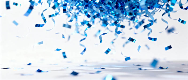 蓝色彩带飘落图片