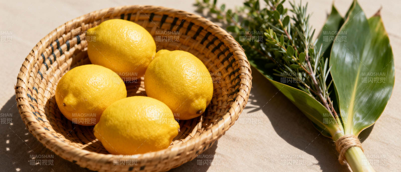 柠檬与香草静物图片