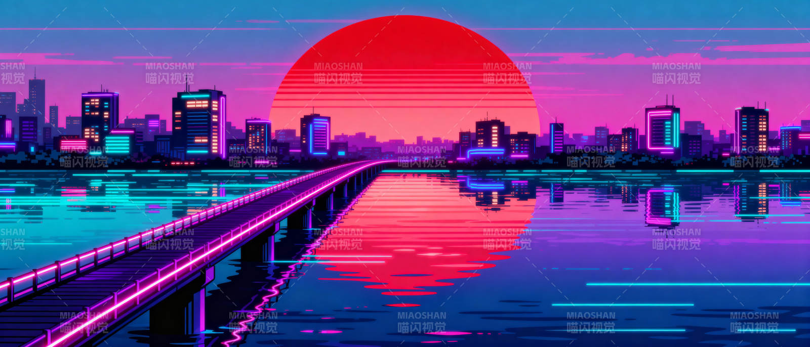 霓虹都市暮色图片