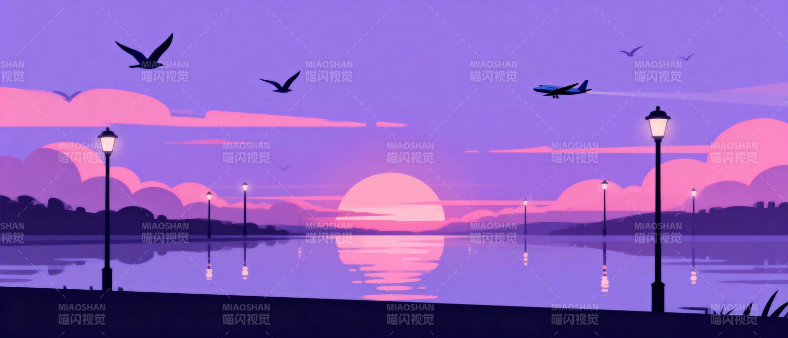 紫霞湖畔夜景图片